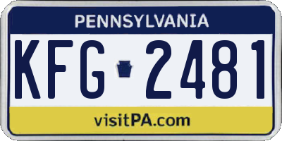 PA license plate KFG2481