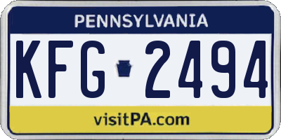 PA license plate KFG2494