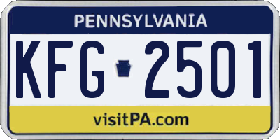PA license plate KFG2501