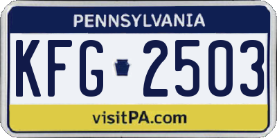 PA license plate KFG2503