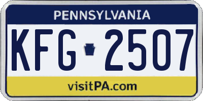 PA license plate KFG2507