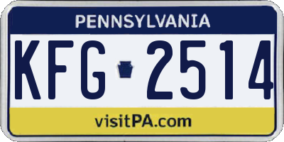 PA license plate KFG2514