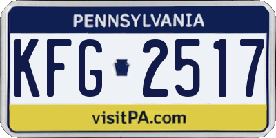 PA license plate KFG2517