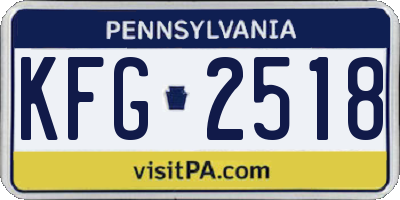 PA license plate KFG2518