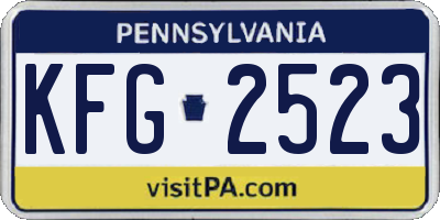 PA license plate KFG2523