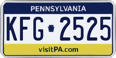 PA license plate KFG2525