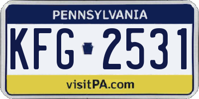 PA license plate KFG2531