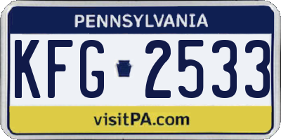 PA license plate KFG2533