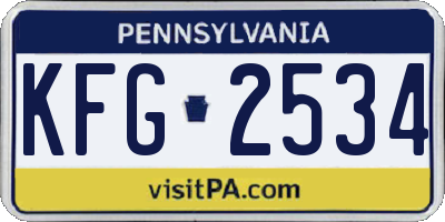 PA license plate KFG2534