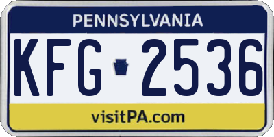 PA license plate KFG2536