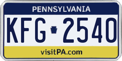 PA license plate KFG2540