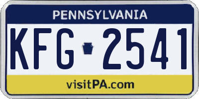 PA license plate KFG2541