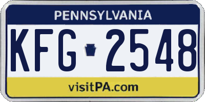 PA license plate KFG2548