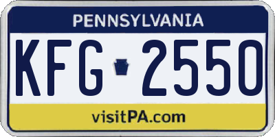 PA license plate KFG2550