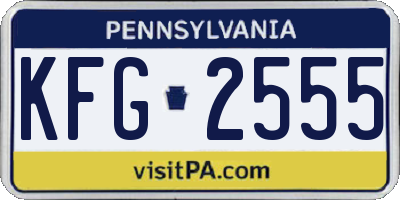 PA license plate KFG2555