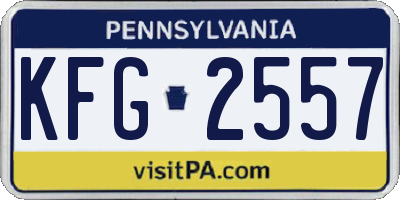 PA license plate KFG2557