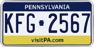 PA license plate KFG2567