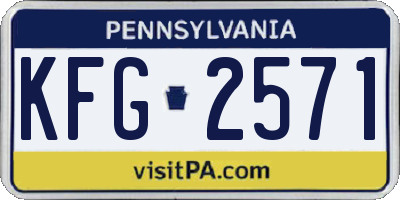 PA license plate KFG2571