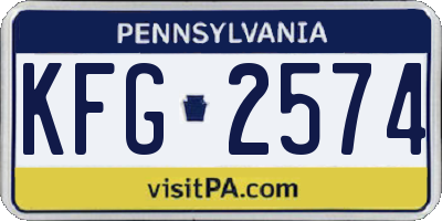 PA license plate KFG2574