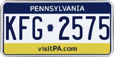 PA license plate KFG2575