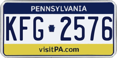 PA license plate KFG2576