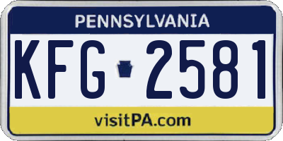 PA license plate KFG2581