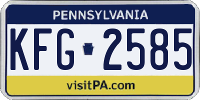 PA license plate KFG2585