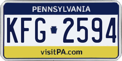 PA license plate KFG2594