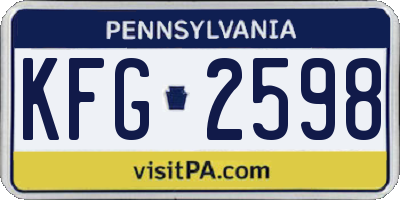 PA license plate KFG2598