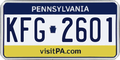 PA license plate KFG2601