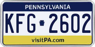 PA license plate KFG2602
