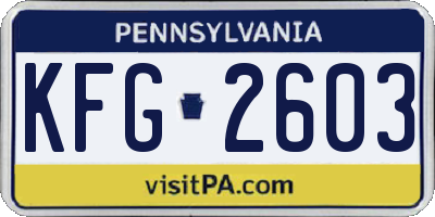 PA license plate KFG2603