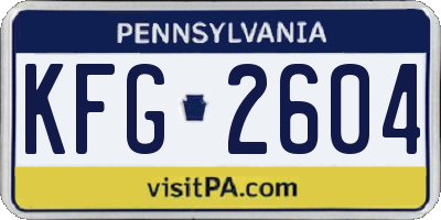 PA license plate KFG2604