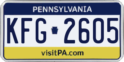 PA license plate KFG2605