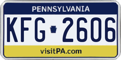 PA license plate KFG2606