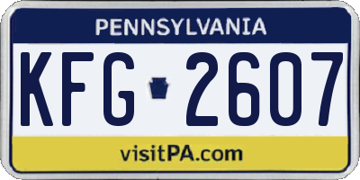PA license plate KFG2607