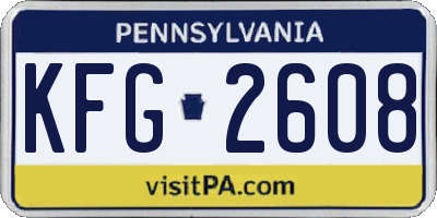 PA license plate KFG2608