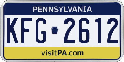 PA license plate KFG2612