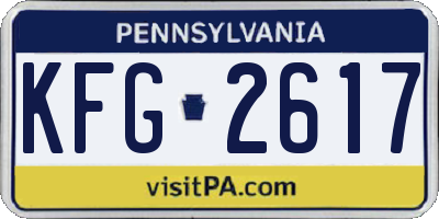 PA license plate KFG2617
