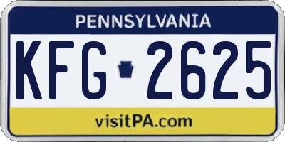 PA license plate KFG2625