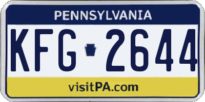 PA license plate KFG2644