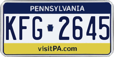 PA license plate KFG2645