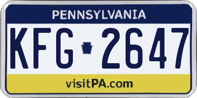 PA license plate KFG2647