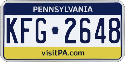 PA license plate KFG2648