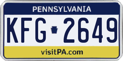 PA license plate KFG2649