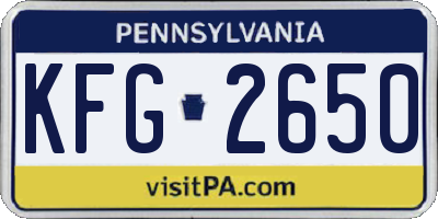 PA license plate KFG2650