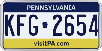 PA license plate KFG2654