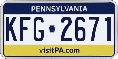 PA license plate KFG2671