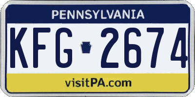 PA license plate KFG2674