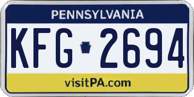 PA license plate KFG2694